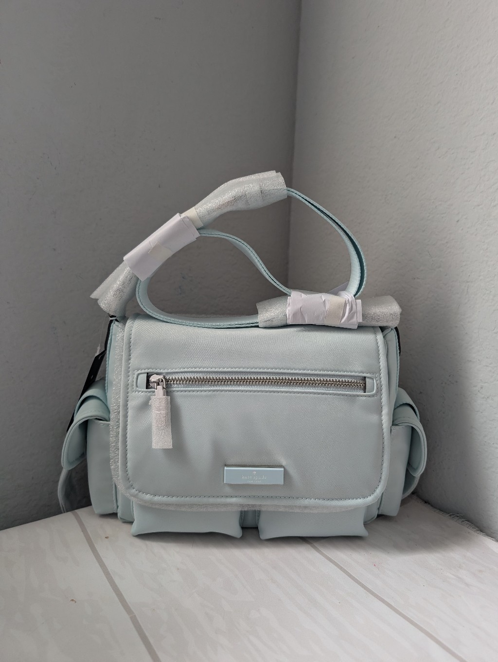 Nwt Kate Spade Kn672 Carter Ksnyl Cargo Messenger Bag In Crisp Sky